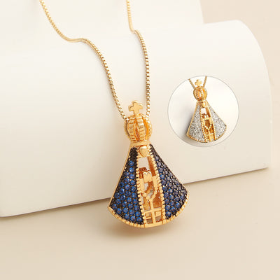 Double-Sided Necklace with Colorful Zircon