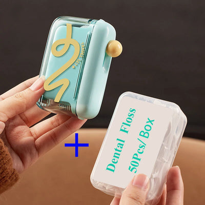 Dental Floss Storage Box Pop up Design Hilo Floss Dispenser Refillable Teeth Cleaning Toothpick with Teeth Sticks Portable