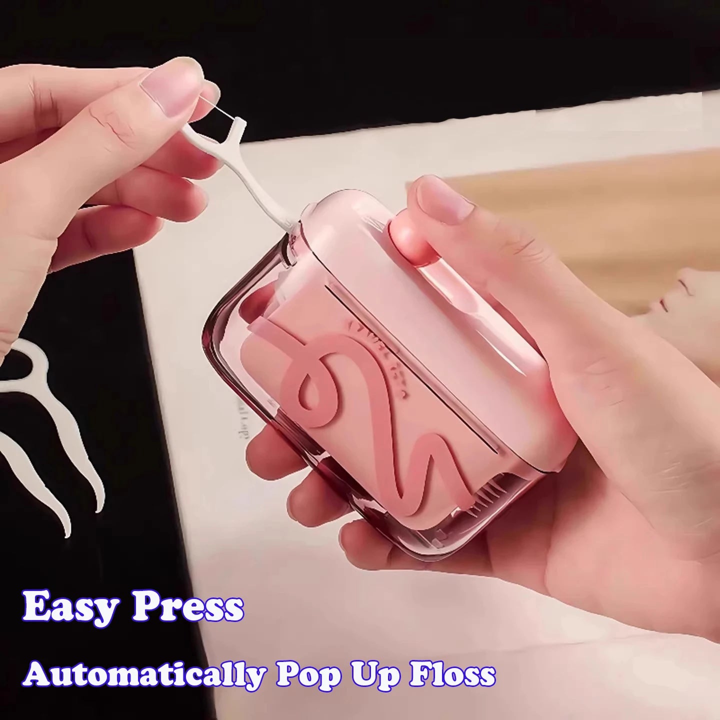 Dental Floss Storage Box Pop up Design Hilo Floss Dispenser Refillable Teeth Cleaning Toothpick with Teeth Sticks Portable