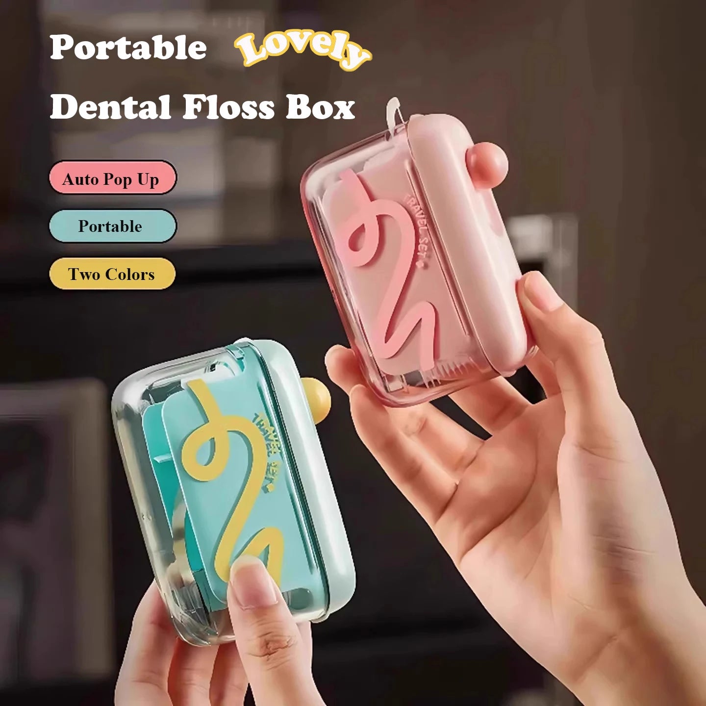 Dental Floss Storage Box Pop up Design Hilo Floss Dispenser Refillable Teeth Cleaning Toothpick with Teeth Sticks Portable
