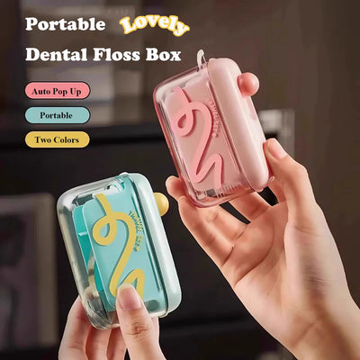 Dental Floss Storage Box Pop up Design Hilo Floss Dispenser Refillable Teeth Cleaning Toothpick with Teeth Sticks Portable
