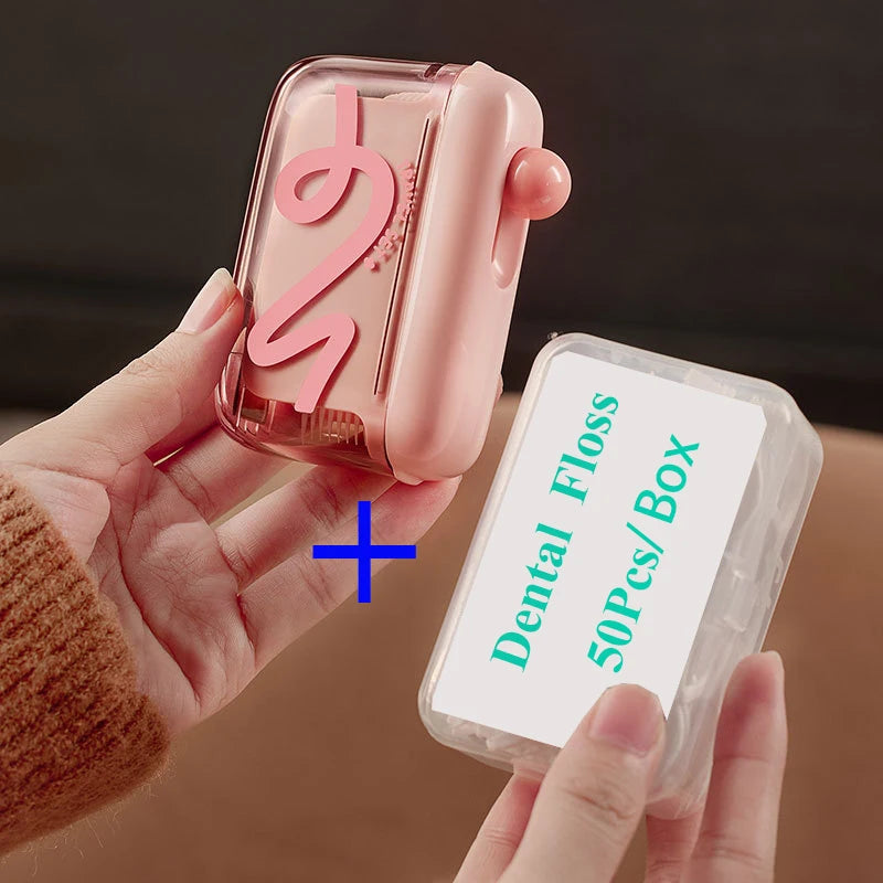 Dental Floss Storage Box Pop up Design Hilo Floss Dispenser Refillable Teeth Cleaning Toothpick with Teeth Sticks Portable